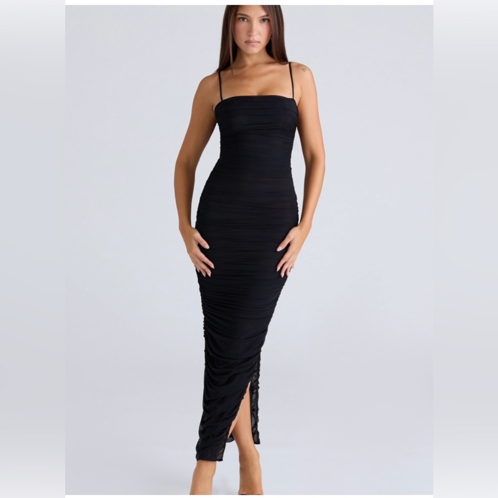House of CB Black Ruched Maxi Dress with Spaghetti Straps 🖤